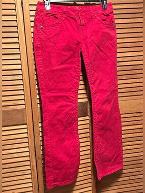 Sean John Red Slim Fit Flared Leg Studded Jeans